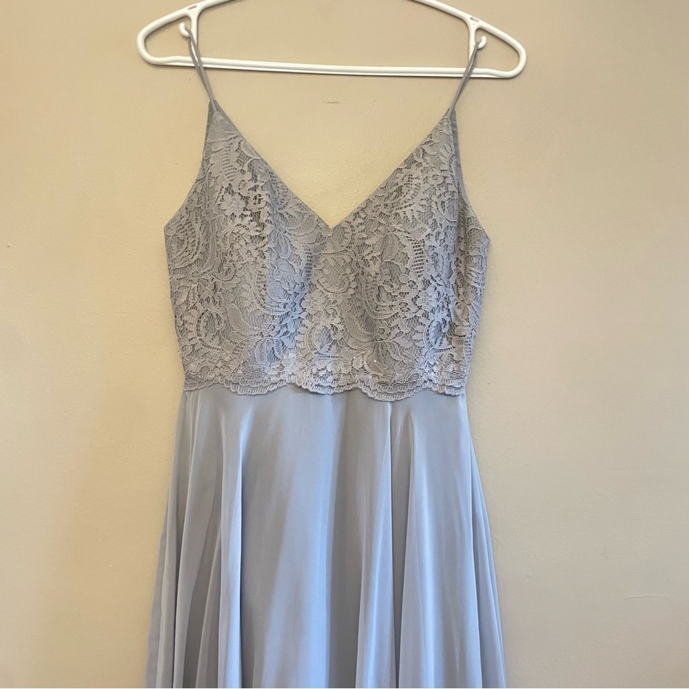 Dessy Collection Powder Blue/Grey Lace Bodice Dress – Size 2 EUC - Picture 3 of 16